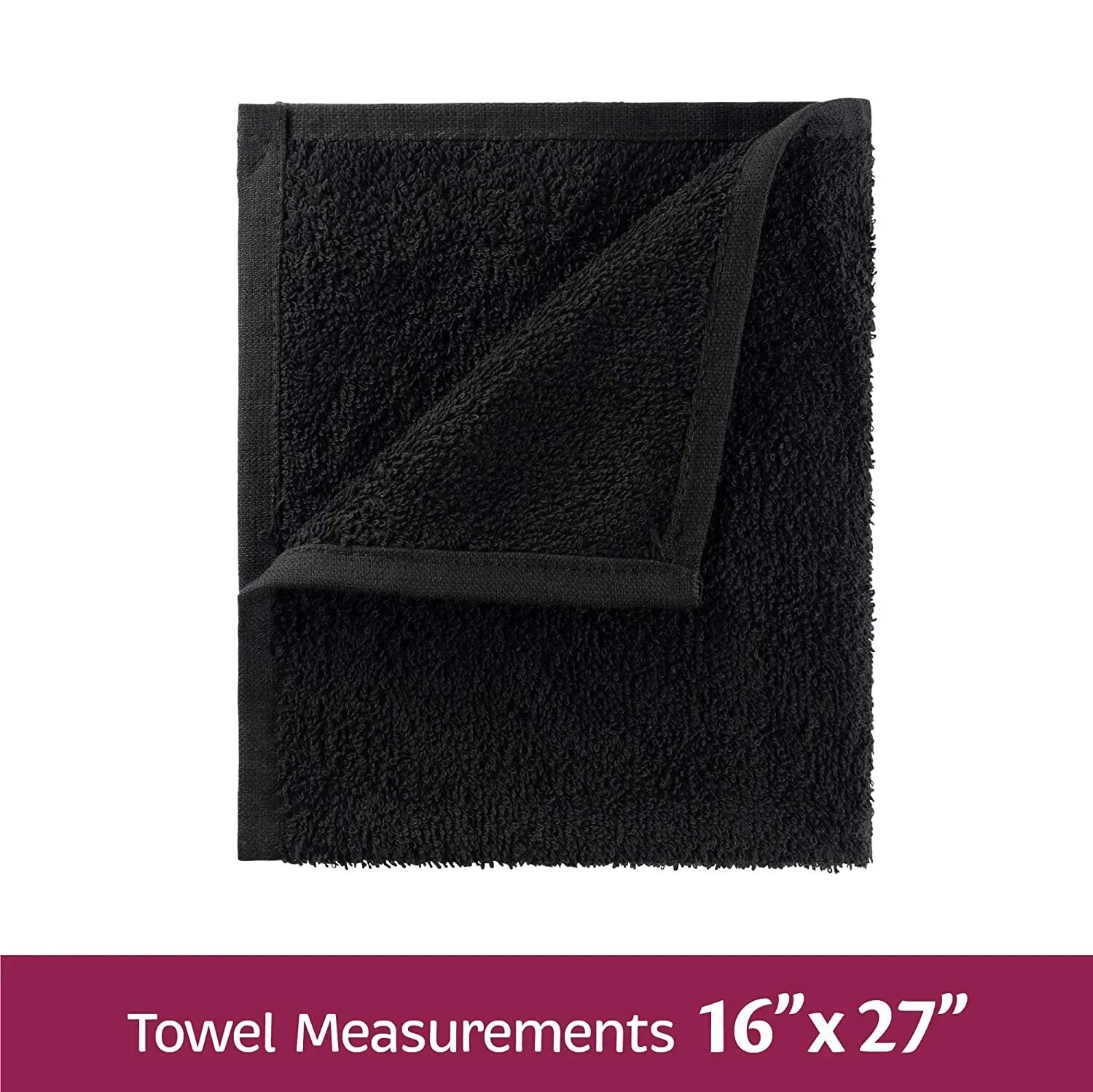 Salon Towels 100% Cotton Towel Pack Of 12 Black Spa Towel in 16x27 inches.