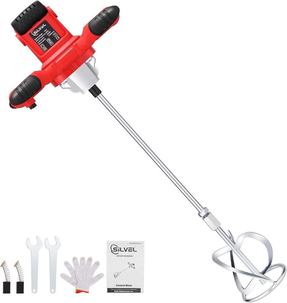 Efficient 2300W Electric Mortar Mixer - Lightweight & Adjustable Speed Control