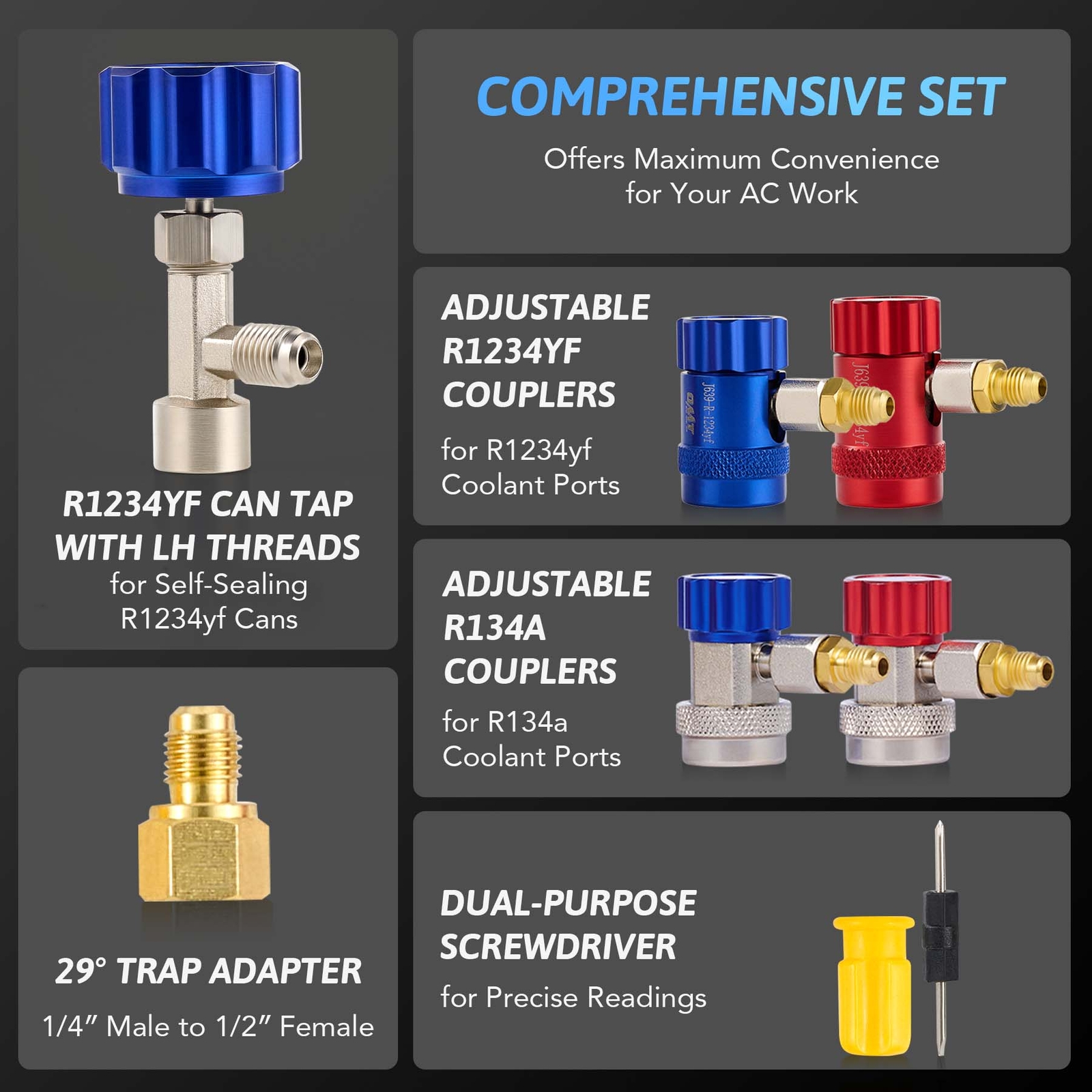 OMT AC R1234YF Gauge Set Automotive 4 Valve Manifold Gauge Kit Freon Charging US