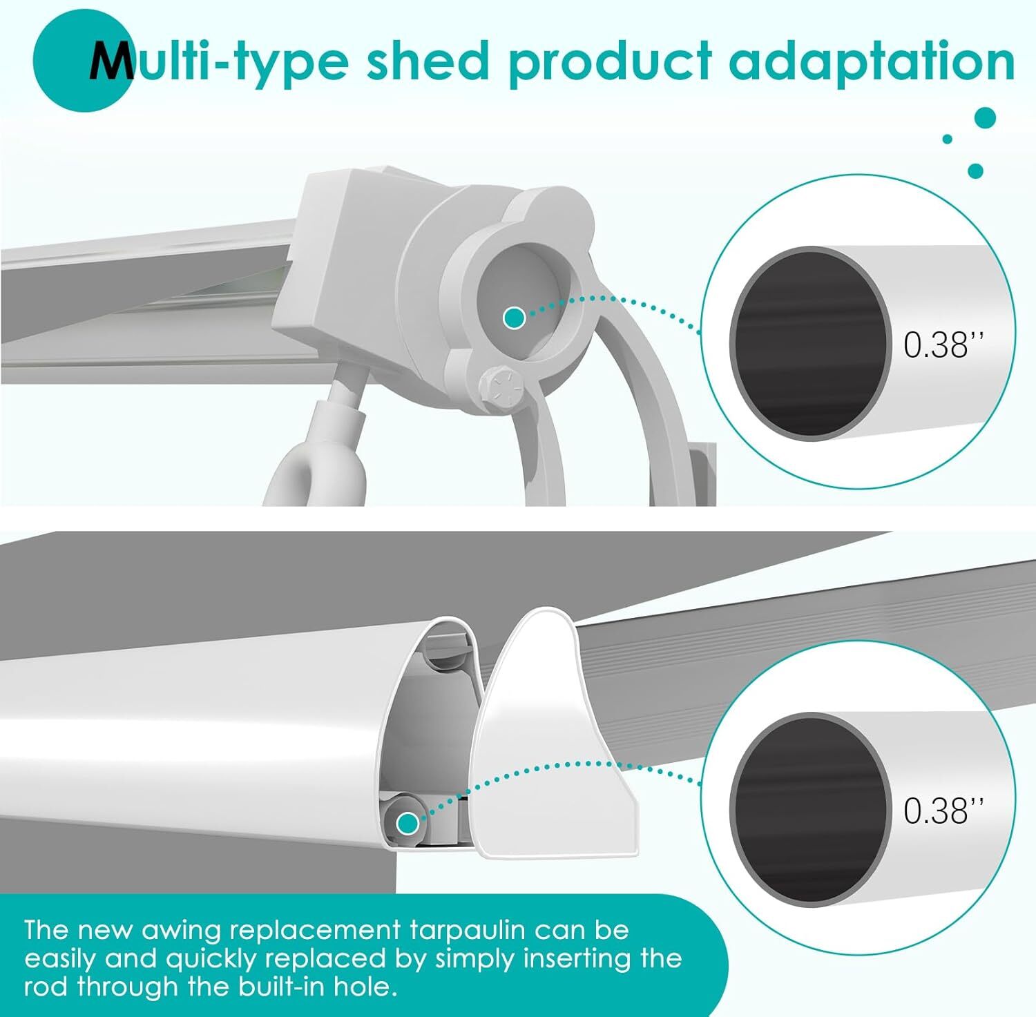 Outdoor Patio Awning Replacement, Sunshade Canopy Awning (Without Frame) 4 Size