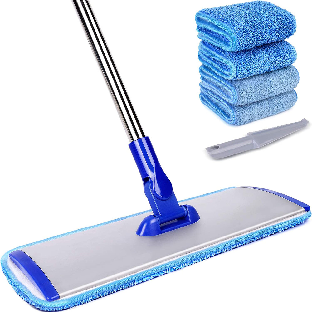 18" Professional Microfiber Mop Floor Cleaning System, Flat Mop with Stainless S