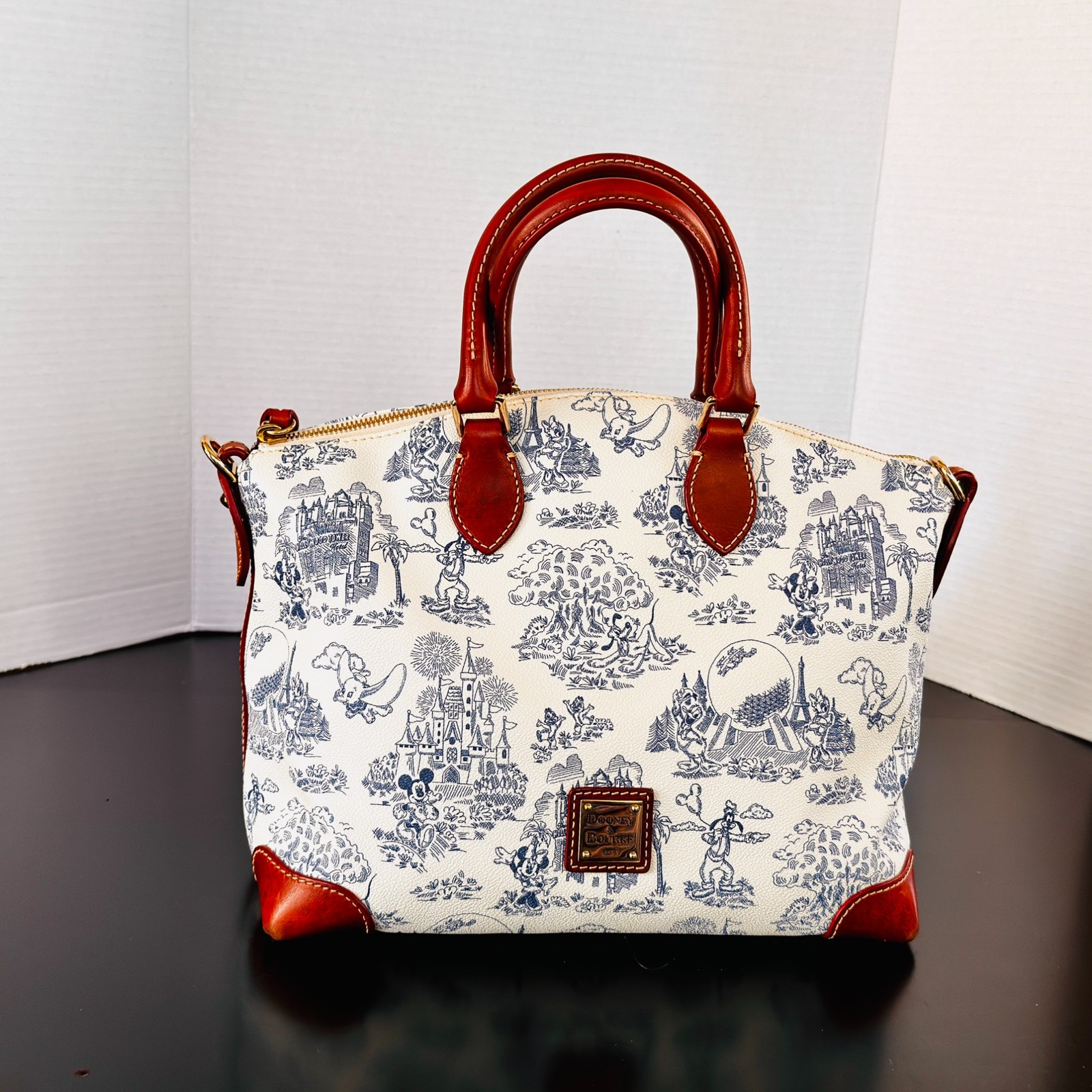 Disney World X Dooney & Bourke Blue White Toile Satchel **XBODY STRAP MISSING**