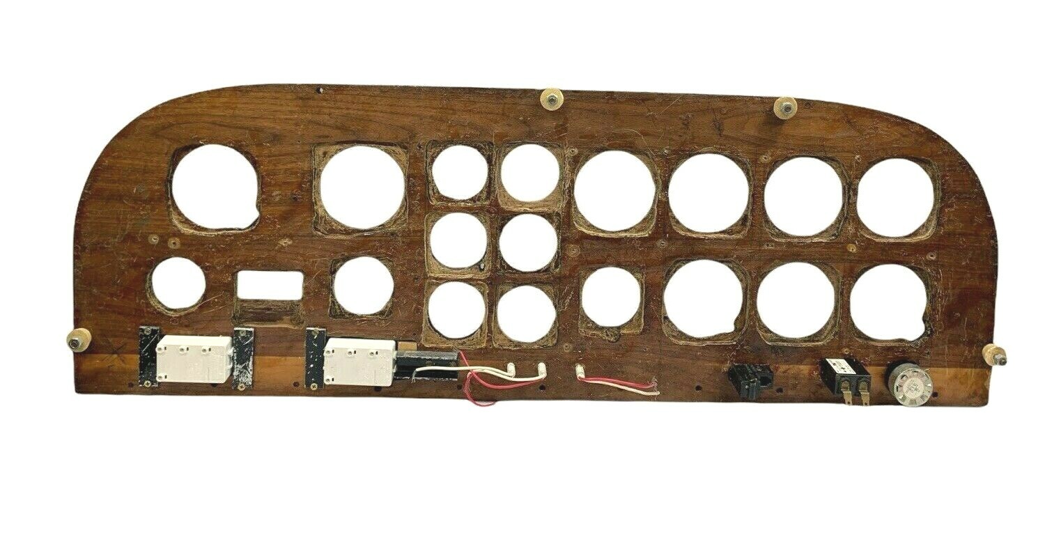 Rare Vintage World War II Military Aircraft Instrument Control Panel (Walnut Woo