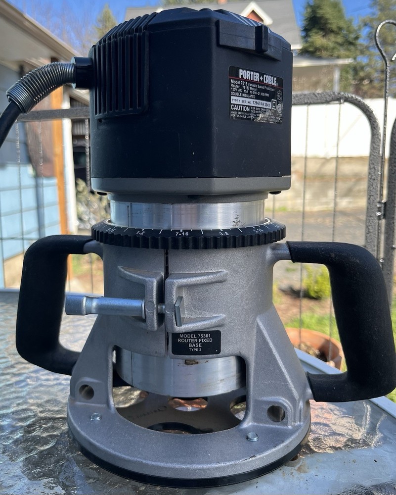 Porter Cable 7518 Variable Speed Production Router & 75361 Fixed Base USA Made!