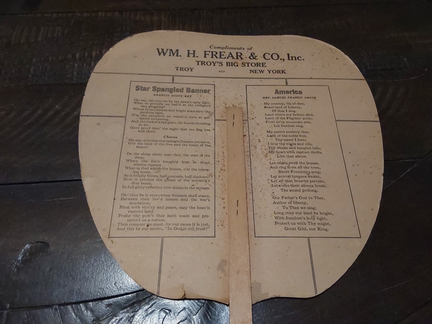 1920s Calvin Coolidge Patriotic Hand Fan Wm. Frear Troy NY