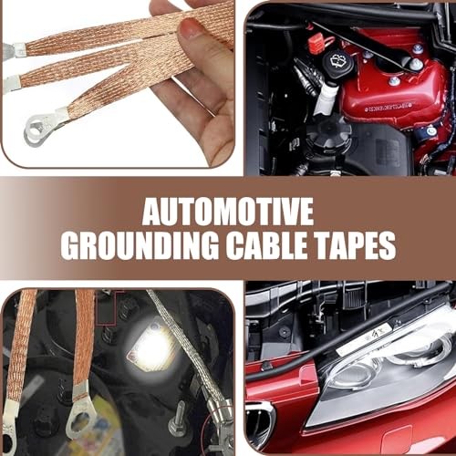 Pack-5 Car Engine Grounding Strap, 3 Pcs 9.8" + 2 Pcs 12.9" Flexible Copper