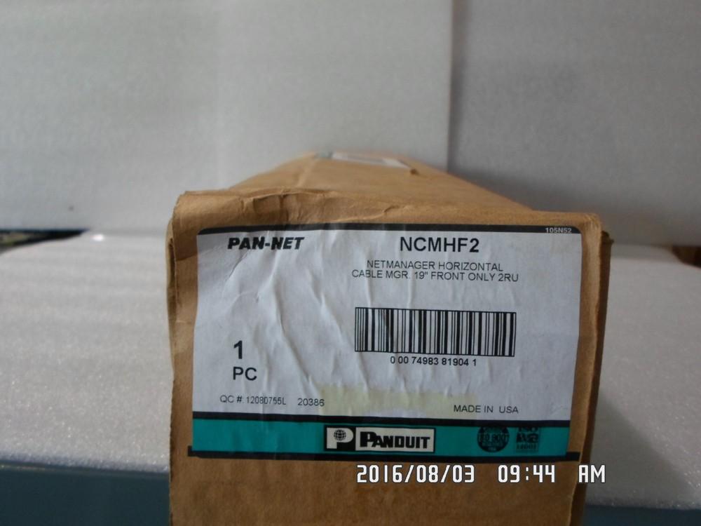 PANDUIT PAN-NET NCMHF2 NETMANAGER HORIZONTAL CABLE MGR,19" FRONT ONLY 2RU