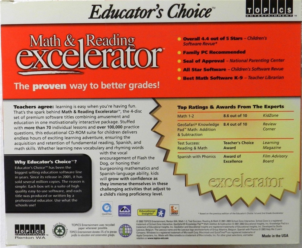 MATH & READING EXCELERATOR ( CS-327 ) Grades 1-2 Never Used