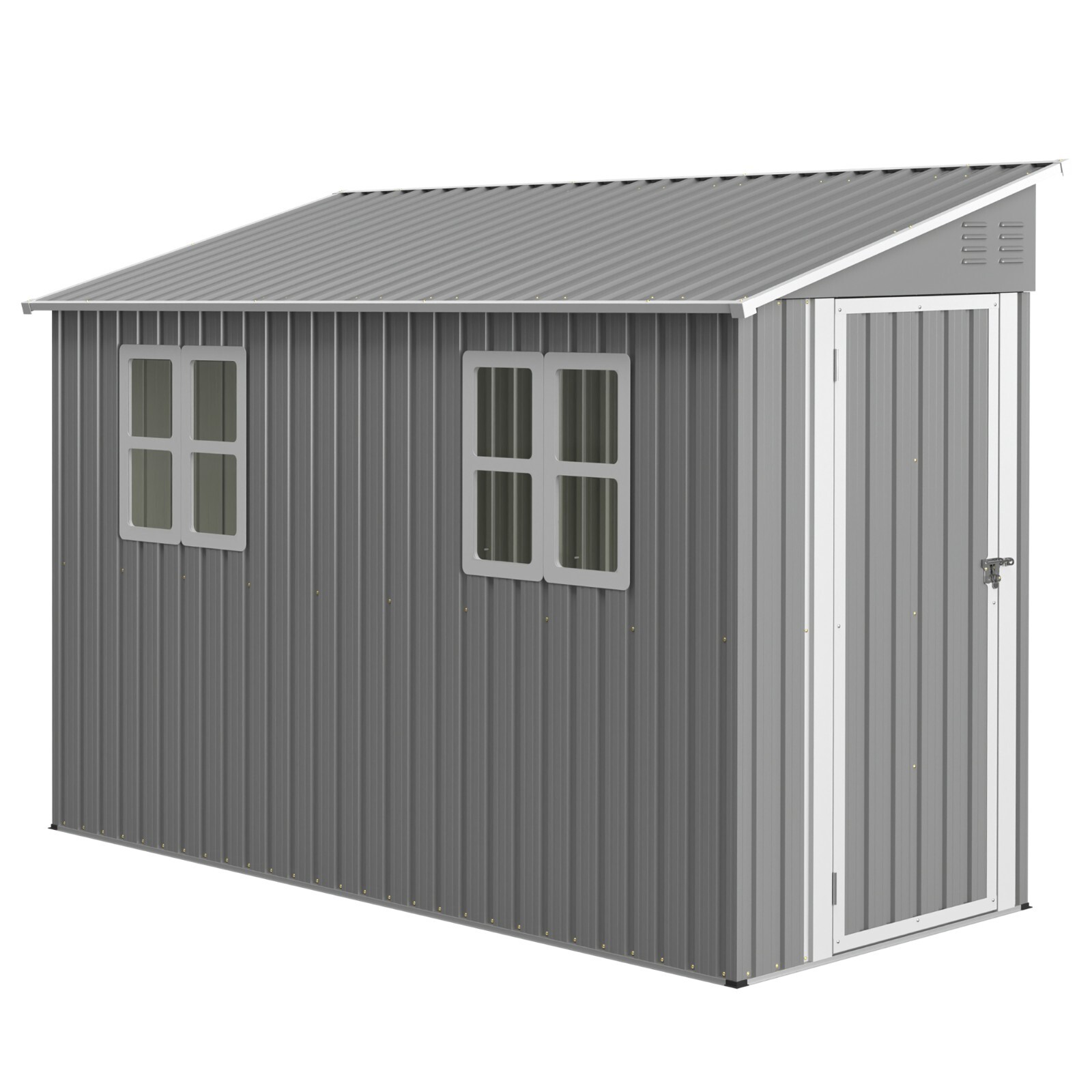 4'x10' Metal Outdoor Storage Shed Large Garden Tool Shed w/Floor Kit & 2 Windows