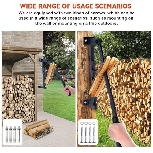 Wall Mounted Firewood Splitter with Extended Handle, Ordinary & Removable