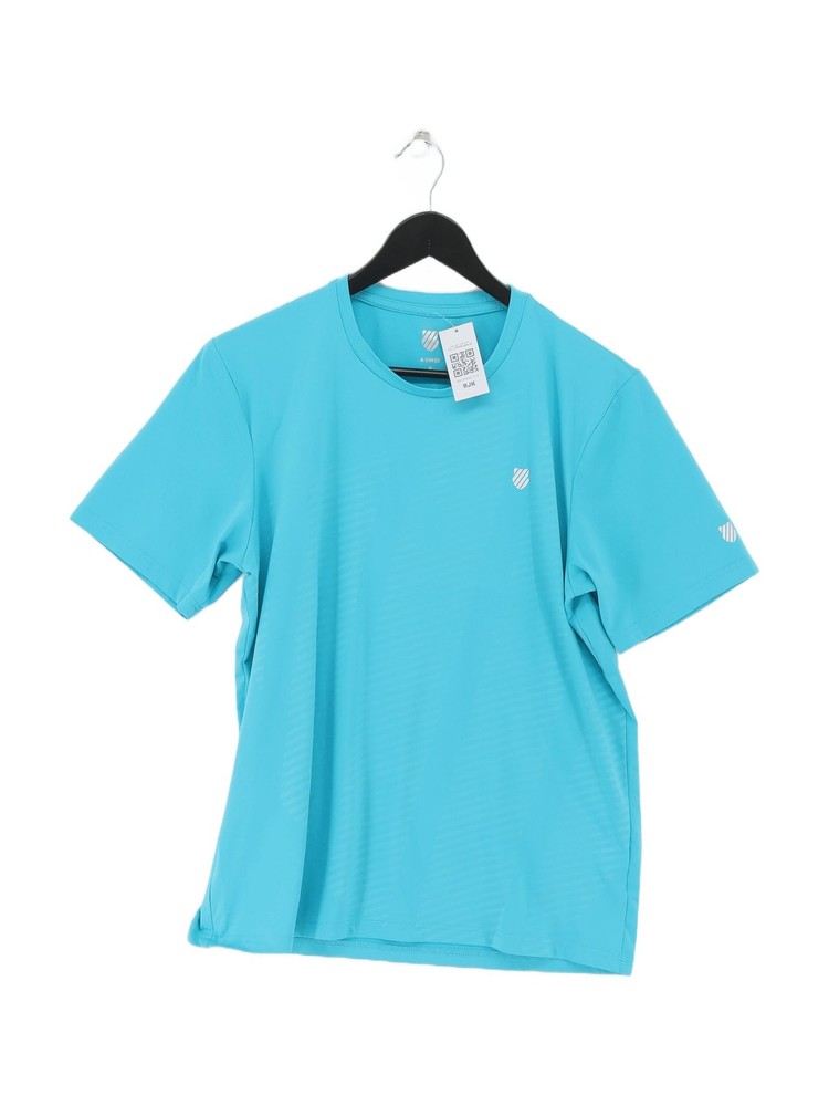 K-Swiss Men's T-Shirt M Blue Polyester with Elastane Round Neck Basic