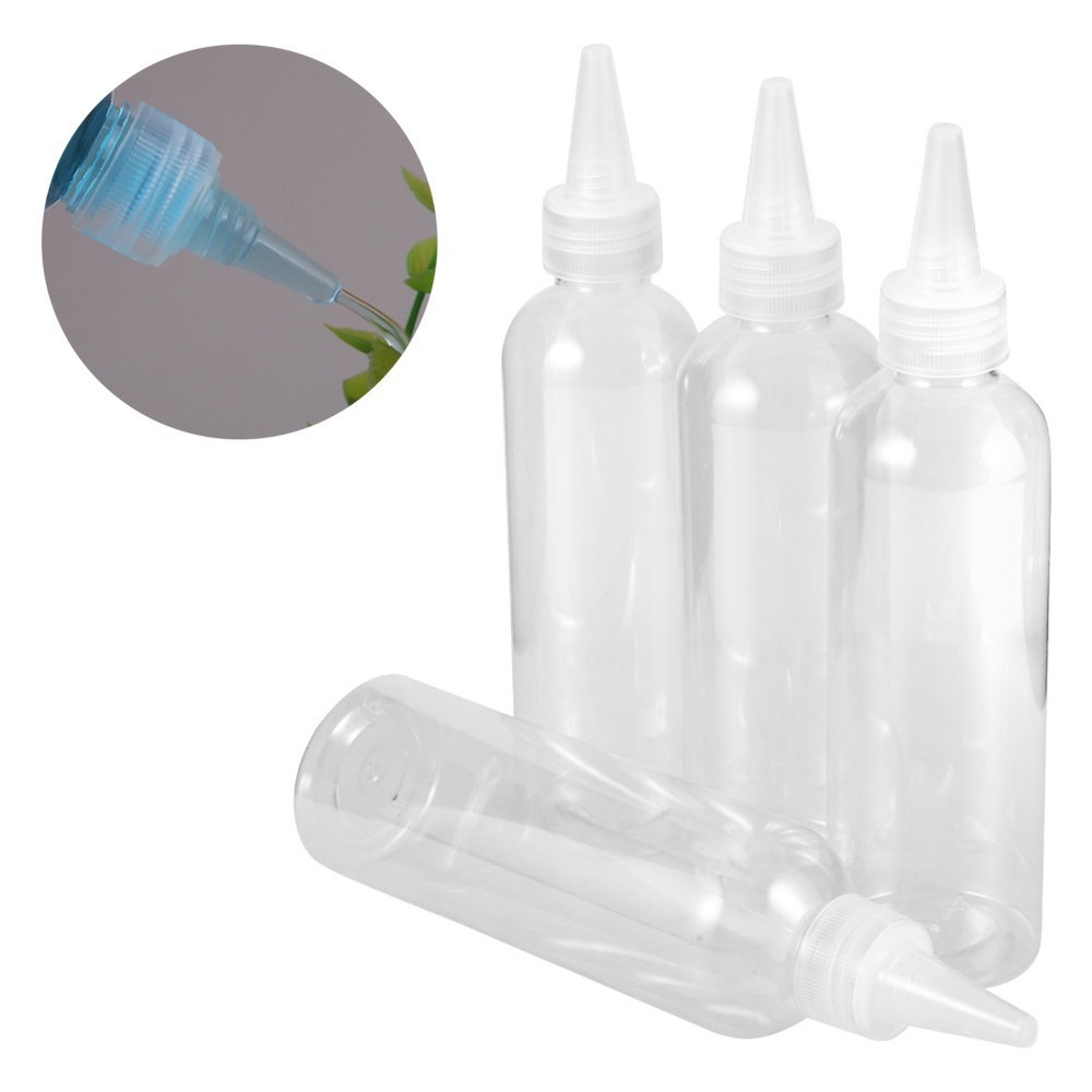 4 Pcs 200 Ml Plastic Squeeze Bottles with Transparent Tips for Glue Application