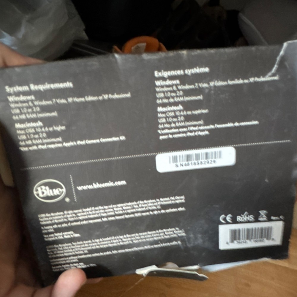 Blue USB Microphone Black Plug and Play