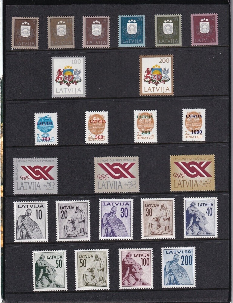 Latvia 1991-92-93 COMPLETE YEARS 54 values+2 S/S Post Office folder Cat=€140