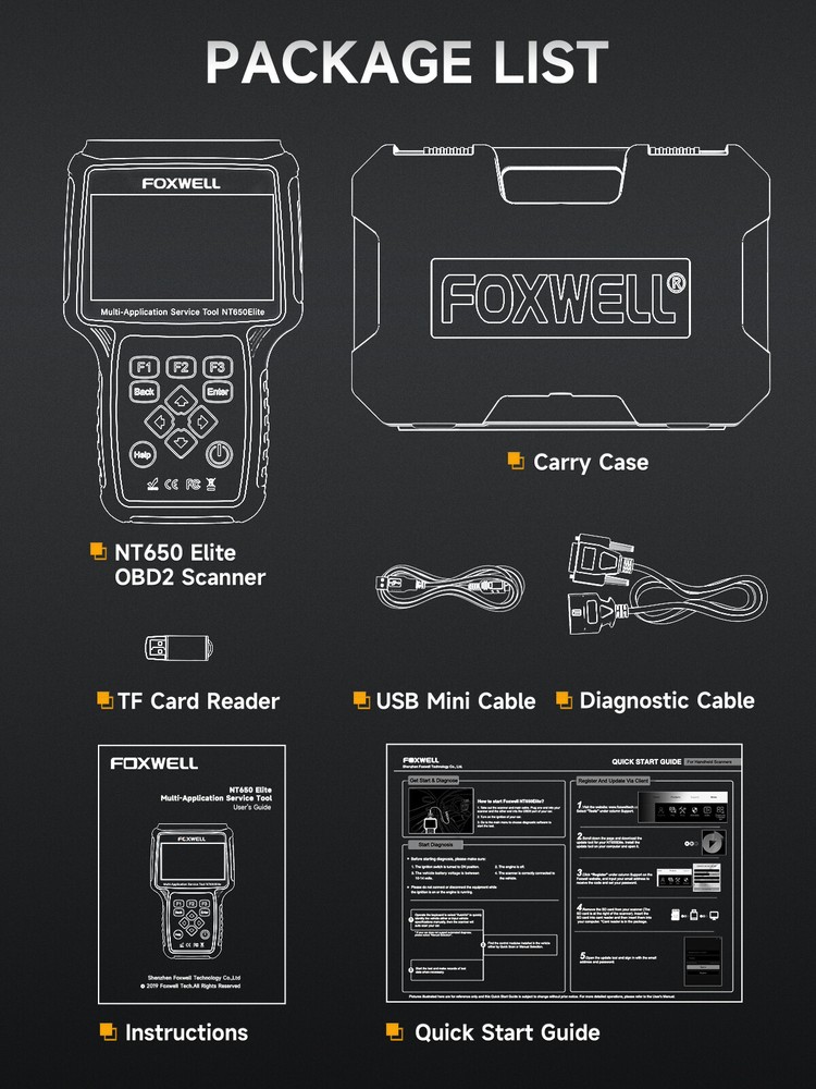 FOXWELL OBD2 Scanner Car ABS SRS Engine Systems Code Reader Bidirectional Test