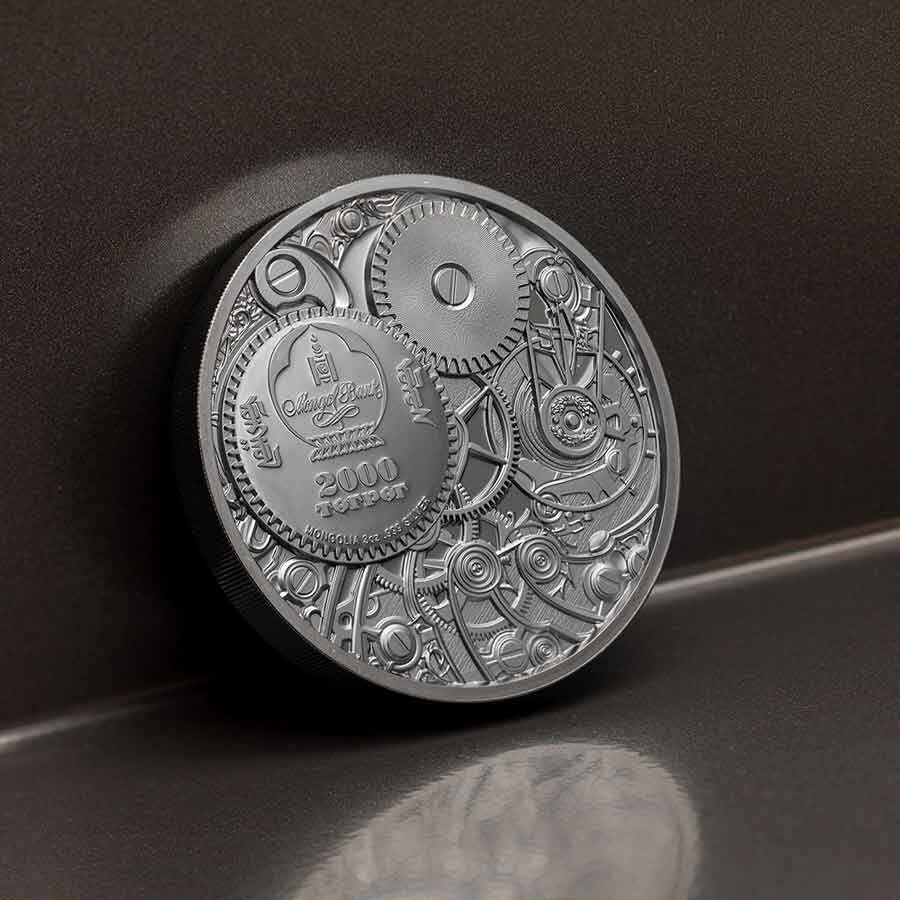 2021 Mongolia Clockwork Evolution MECHANICAL LADYBUG 3 Oz Silver Proof Coin.