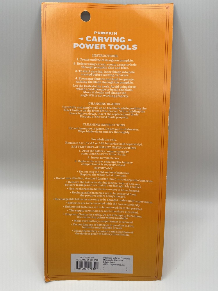 Pumpkin Carving Power Tools Halloween Decorating Kit Cutter Battery Hyde And Eek