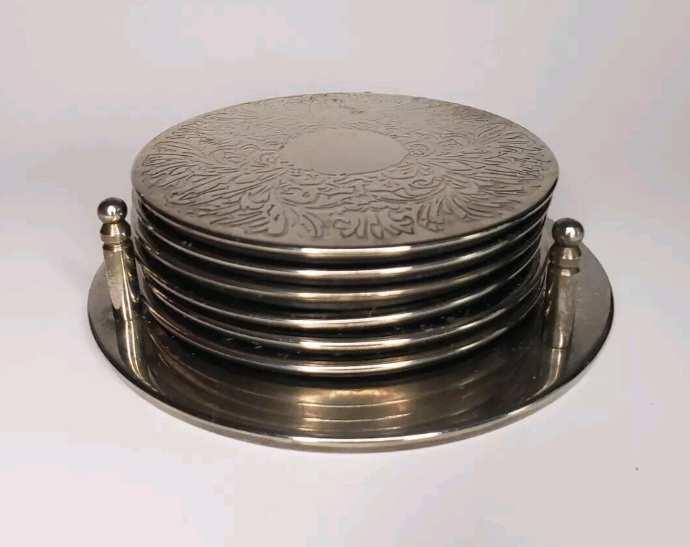 Vintage Silver Plate Coaster Set Of 6