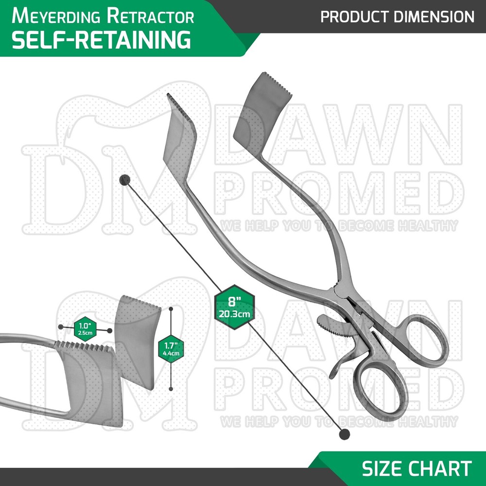 Meyerding Self-Retaining Laminectomy Retractor 8" Blade 2.5 X 4.4cm Spread 3.75"