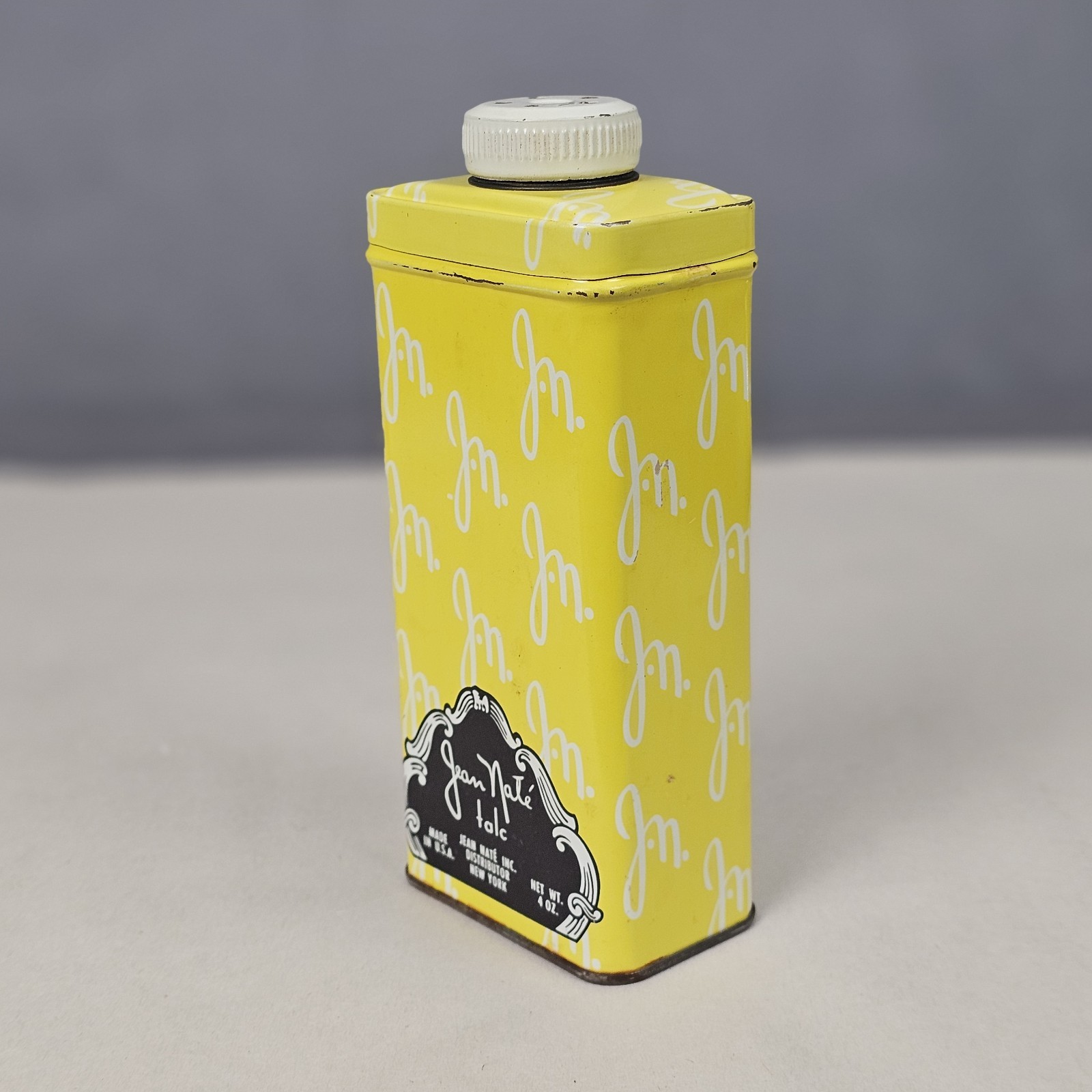 Vintage Jean Nate Talc Powder Tin 4oz USA 1950s No. 60