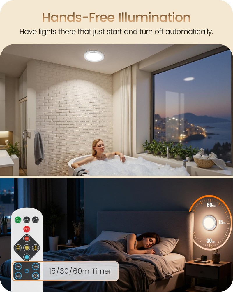 Rechargeable Motion Sensor Ceiling Light with 1 Pack, 3 Color Temperatures