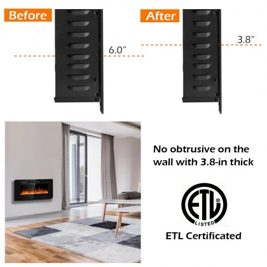 36 Inch Ultra Thin Wall Mounted Electric Fireplace