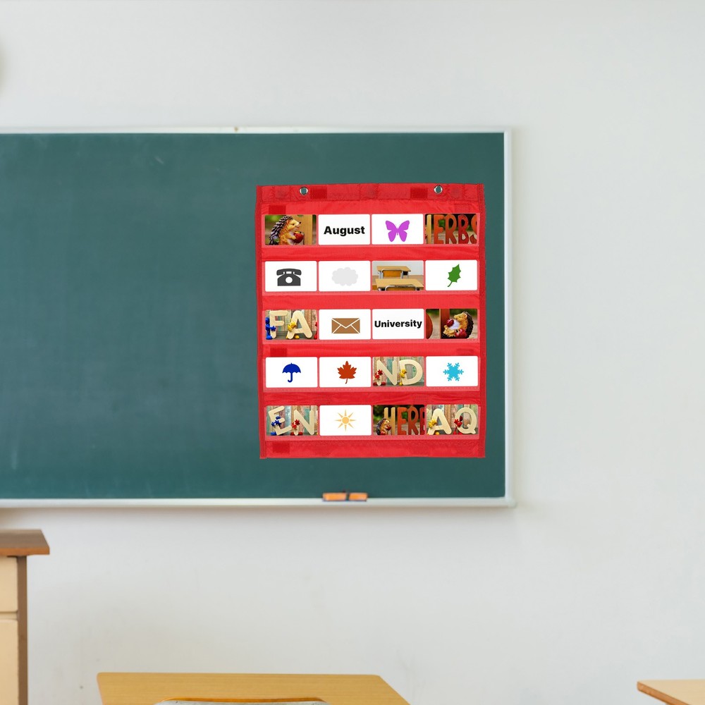Magnetic Pocket Chart, Small Pocket Chart for Classroom Hanging, Yellow