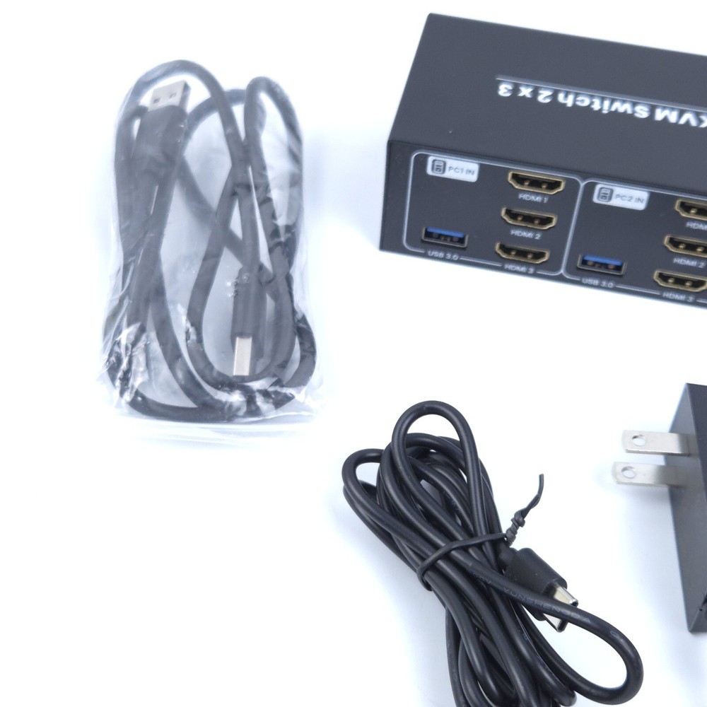 8K HDMI KVM Switch 2x3 2 In 3 Out (No Pushbutton Switch)