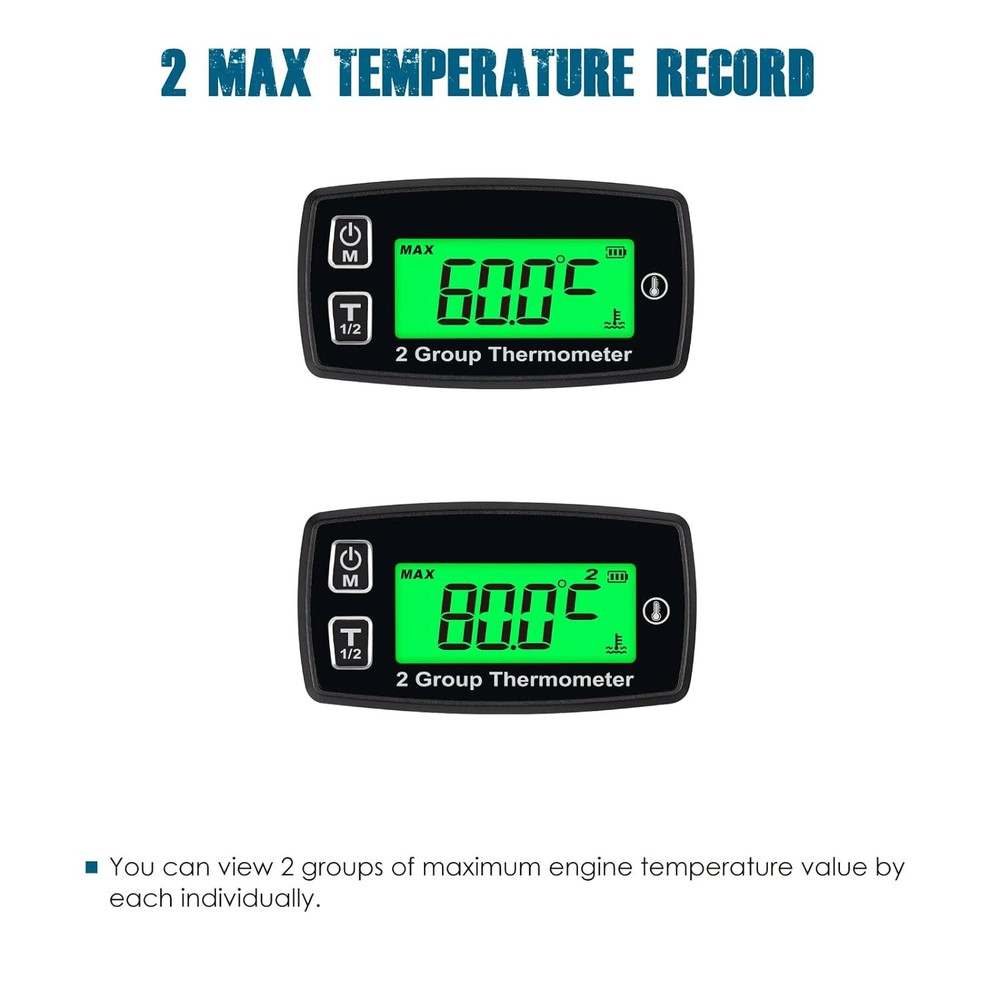 Digital Engine Temp meter Thermometer Backlight for Tractor ATV UTV Snowmobile