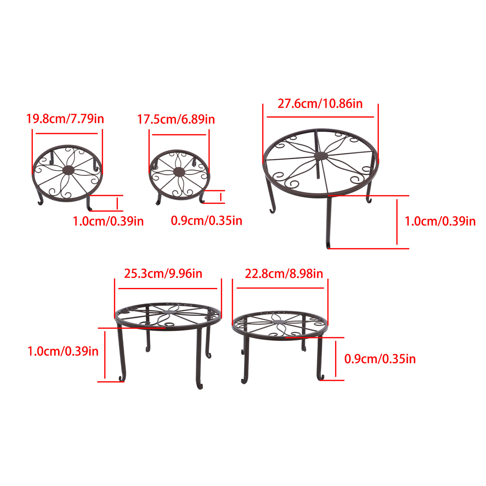 5 Pack Metal Plant Stand Heavy Duty Flower Pot Stands For Outdoor Indoor Plants