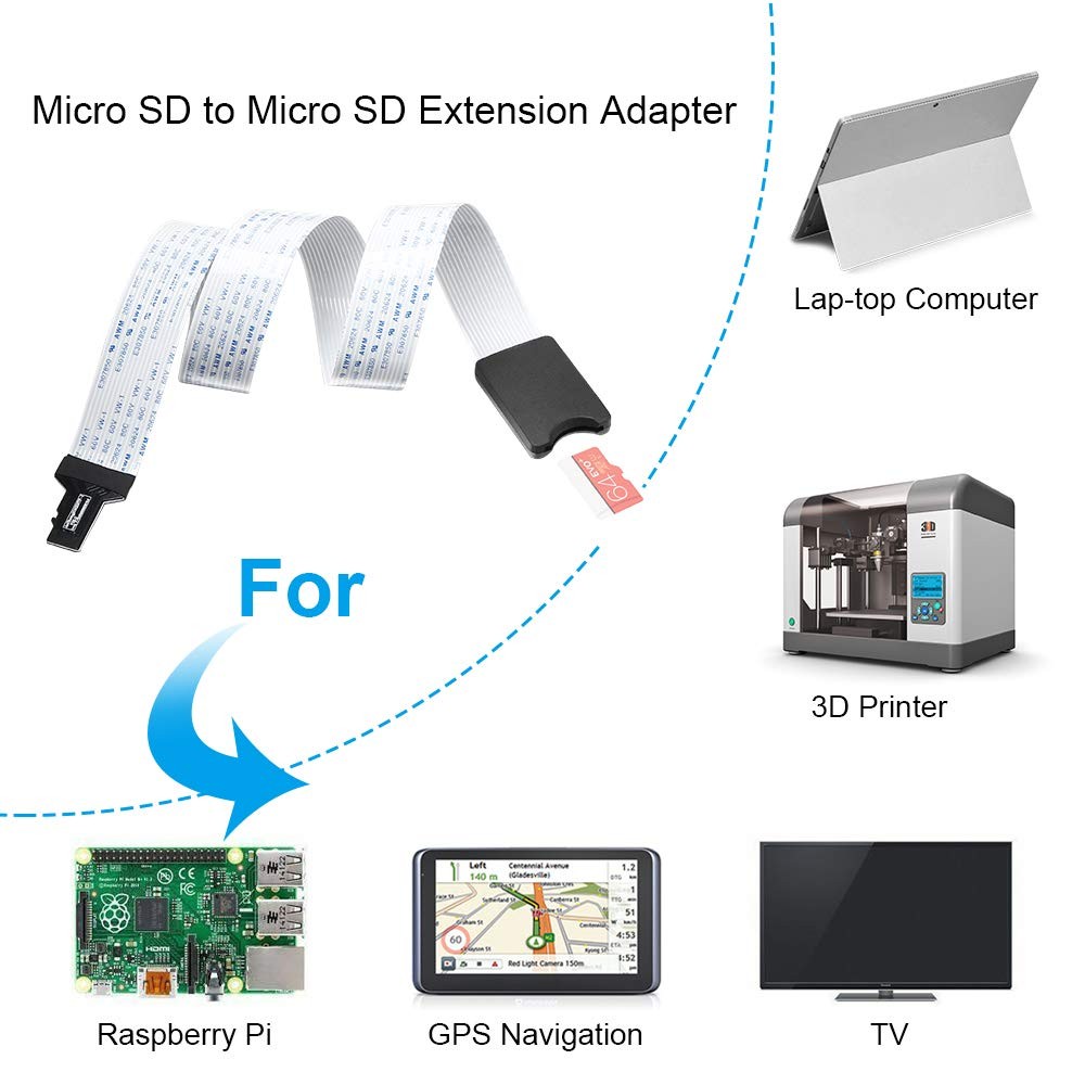 ELECTOP Micro SD to Card Extension Cable - TF 48cm, black