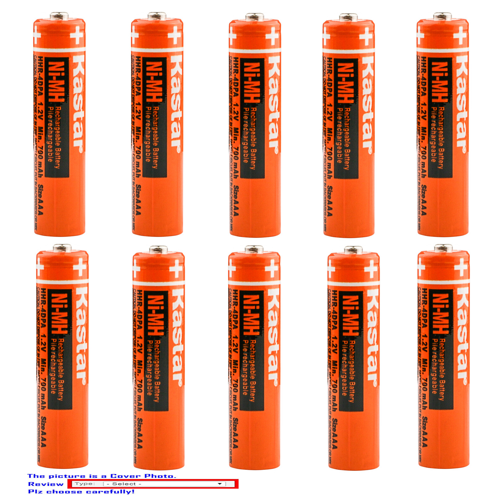 Kastar NiMH HR03 AAA rechargeable Battery for Panasonic 1.2V 750mAh HHR-75AAA/BU