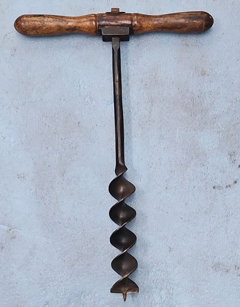 Antique 2" Excelsior T-Handle Wood Auger Irwin Pattern Coarse Thread Frame Tool
