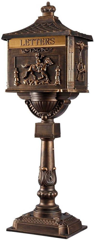 Mailbox Rustproof Cast Aluminum Locking Security Post Mount Mail Box, Large, ...