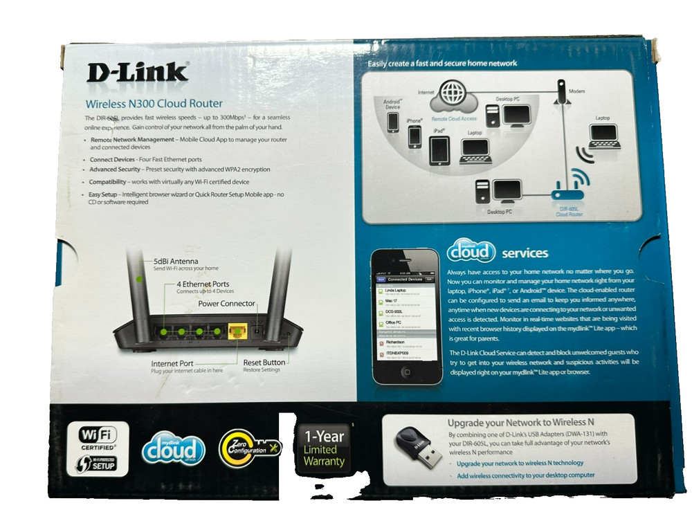 👍D-Link Wireless N300 Cloud Router High Speed Maximum Range Wi-Fi LOW PRICE