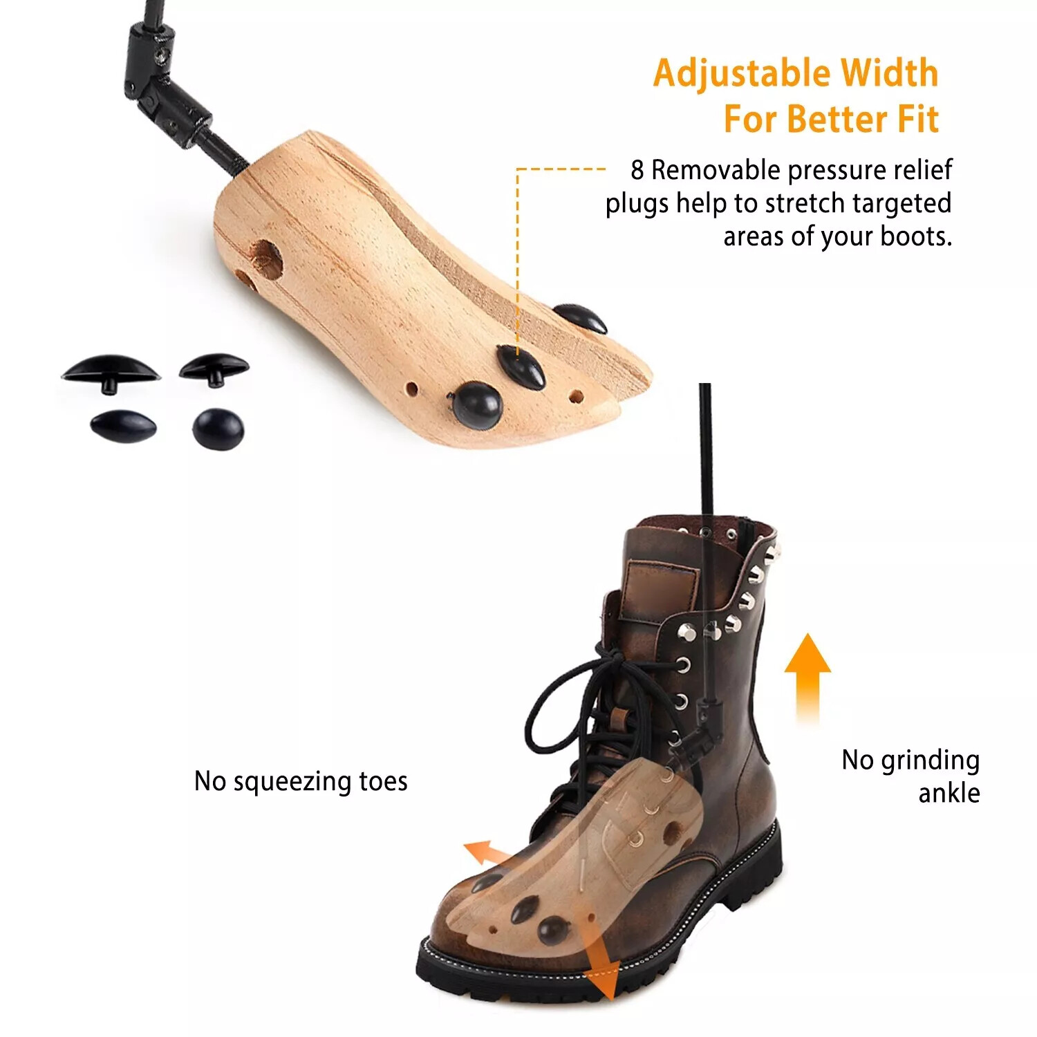 2PCS Wooden Boot Stretcher Adjustable Shoe Shaper Widener Expander for Men Women
