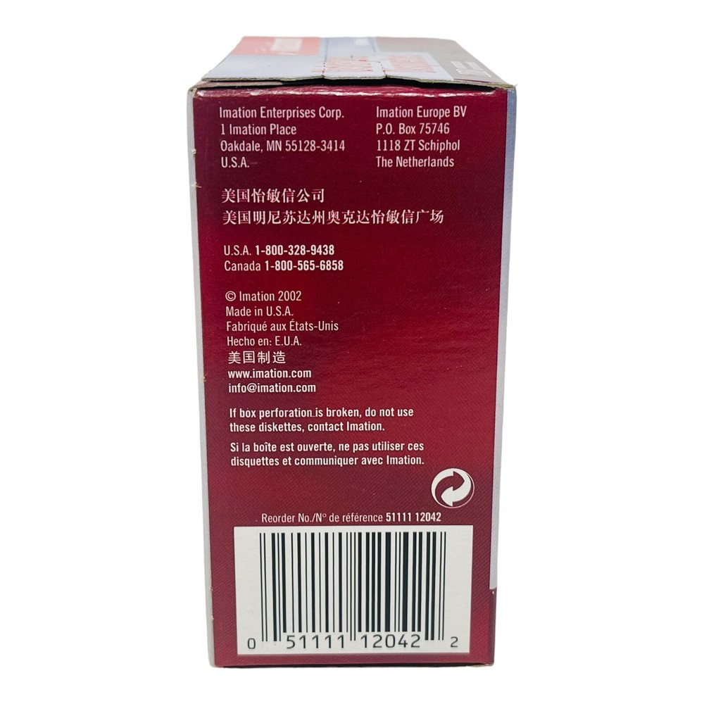 IMATION 1.0MB 2DD UNFORMATTED DISKETTES RED BOX 10 PACK NEW/UNUSED SURPLUS