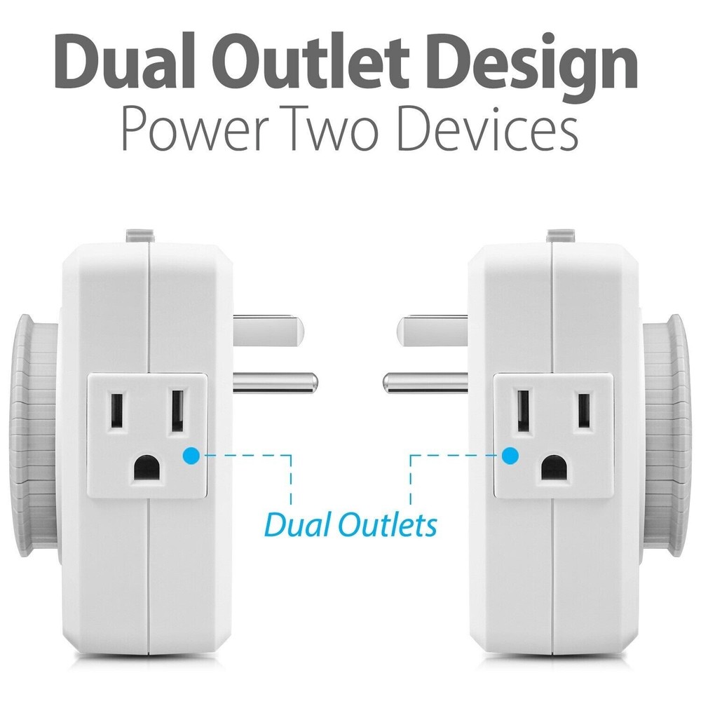 Indoor 24-Hour Plug In Grounded Daily Mechanical 2 Outlet Timer Light Switch