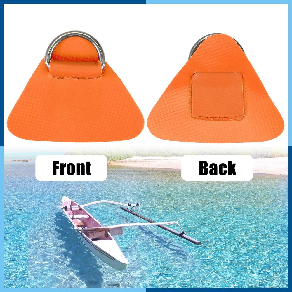 4 pc D Ring Patch PVC Stainless Steel Triangle Shape for Inflatable Kayak Orange