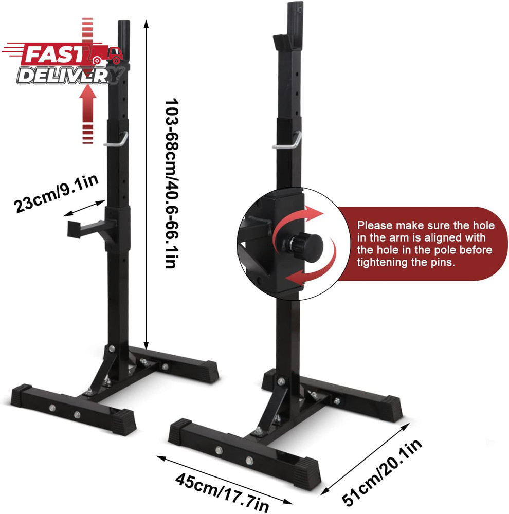 Smartxchoices Pair of Squat Rack, Bench Press Rack Adjustable 40"-66" Solid Stee