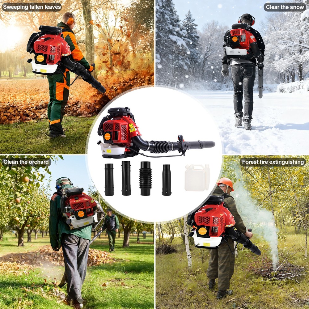 Backpack Leaf Blower Gas Powered Snow Blower 900CFM 80CC 2.3L 2-Stroke Engine