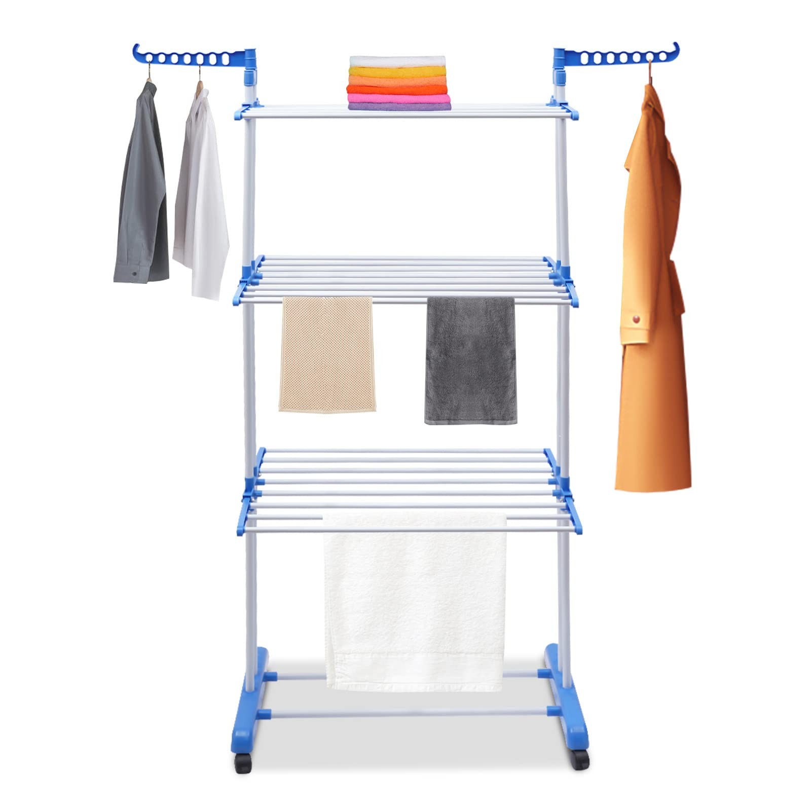 Laundry Clothes Drying Rack Folding Garment Rolling Dryer Hanger Heavy Duty