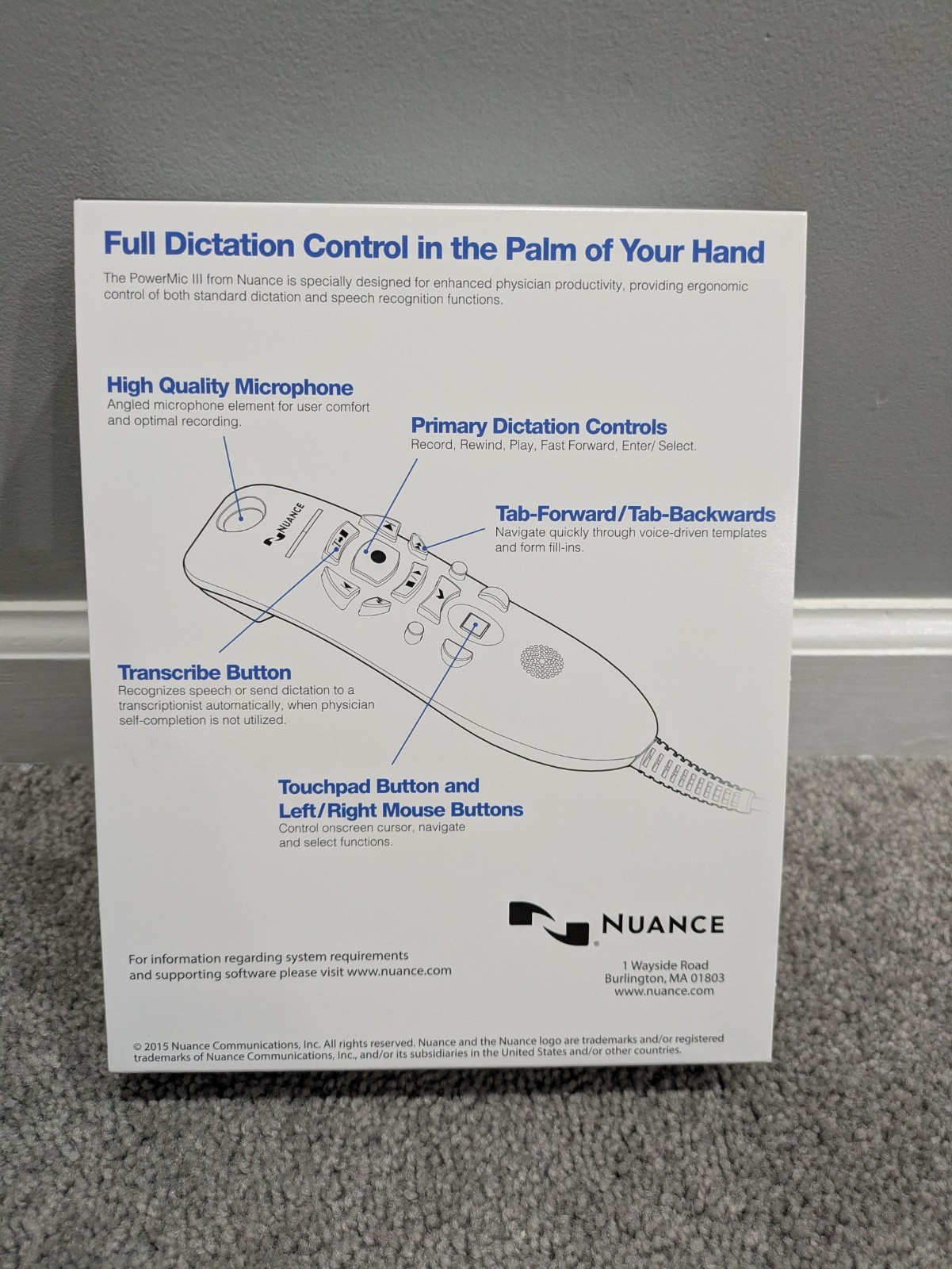 Brand New Nuance PowerMic III Dictation Microphone 0POWM3N3