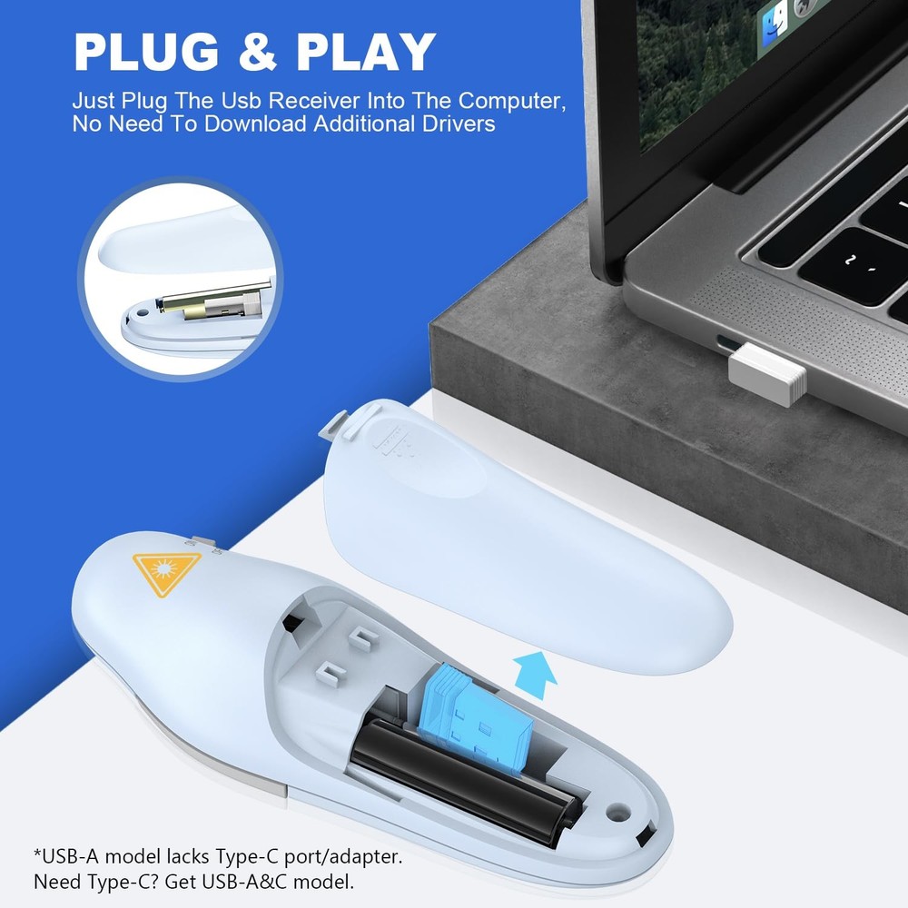 Presentation Clicker Wireless Presenter Remote Clicker for PowerPoint Present...