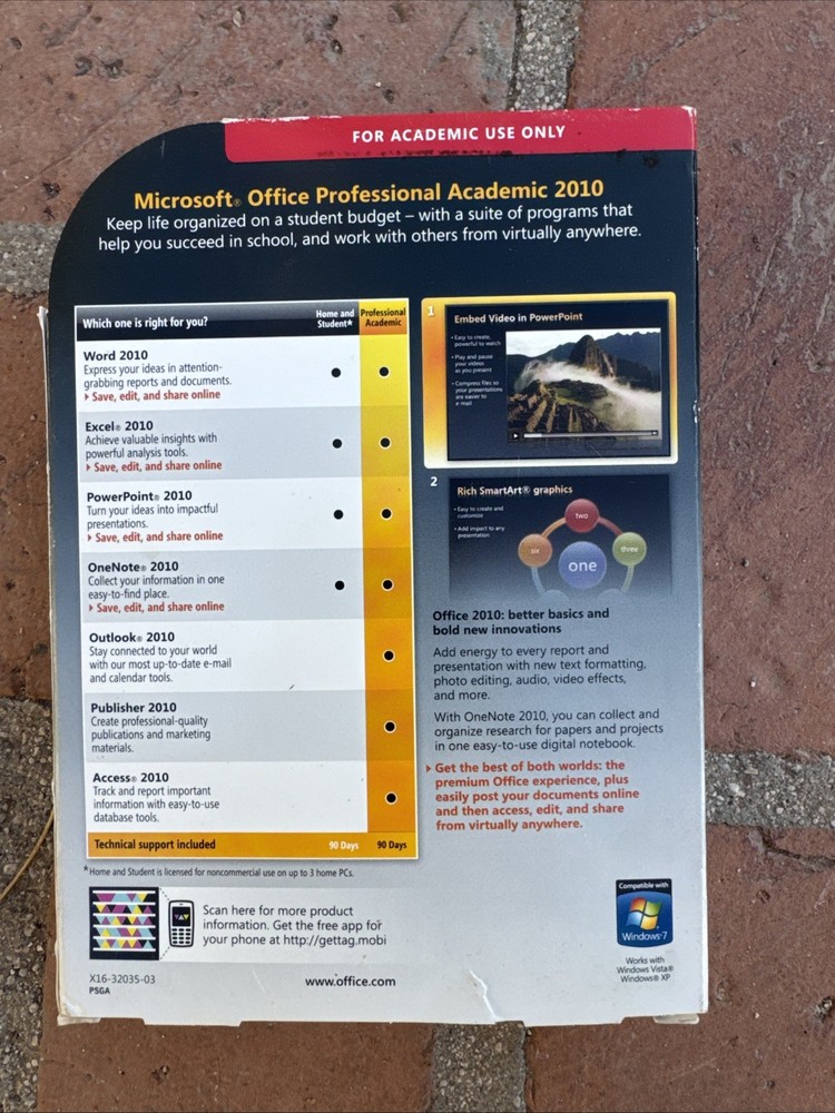 Microsoft Office Professional Academic 2010 W Product Key Code No Single Scratch