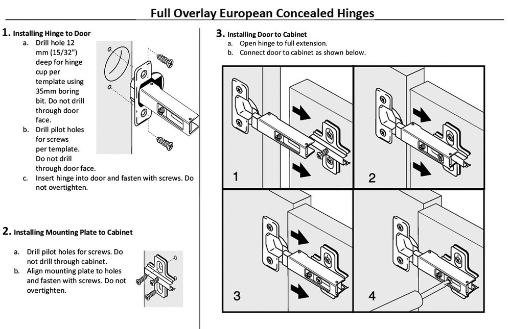 Berta Full Overlay Frameless Concealed Cabinet Hinges (20 Pack)