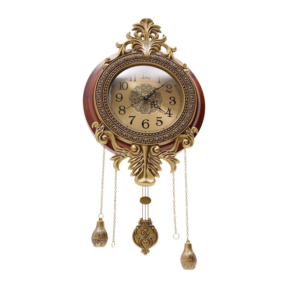 Retro Wall Clock with Pendulum Silent Wall Clock Battery Operated Wall Clock