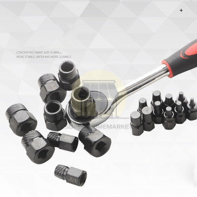 25PCS Multi-Spline Screw Extractor Set Hex Head Bit Socket Wrench Bolt Remover