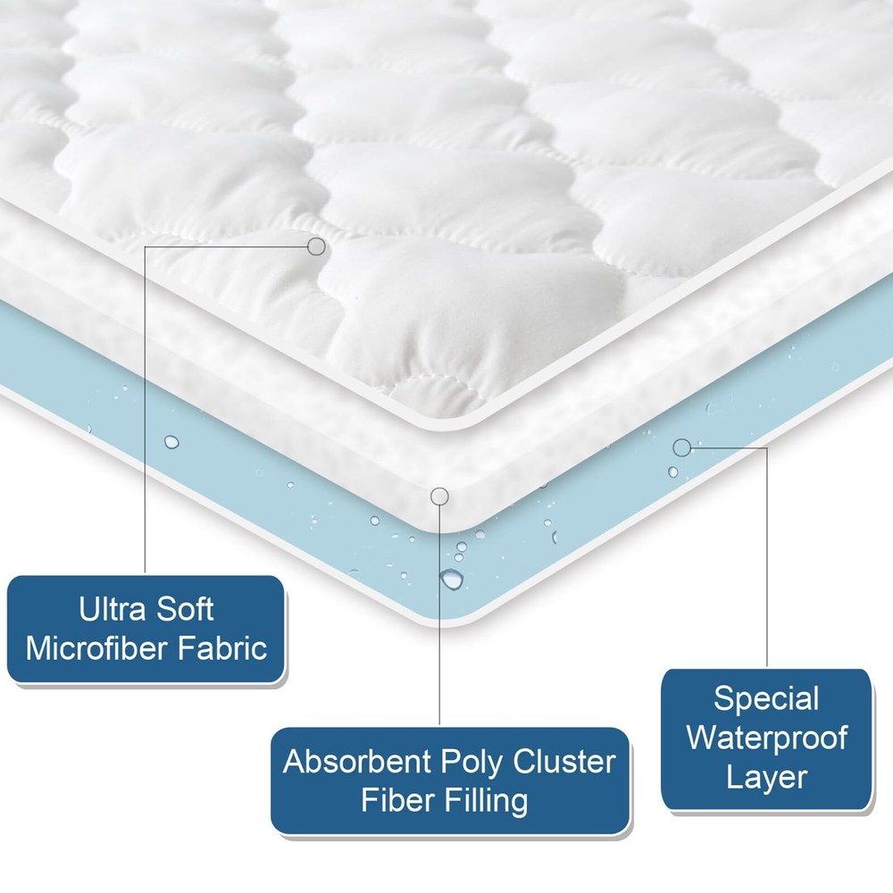 Full Size Mattres Protector Pad Waterproof Quilted Breathable & Cooling Full ...