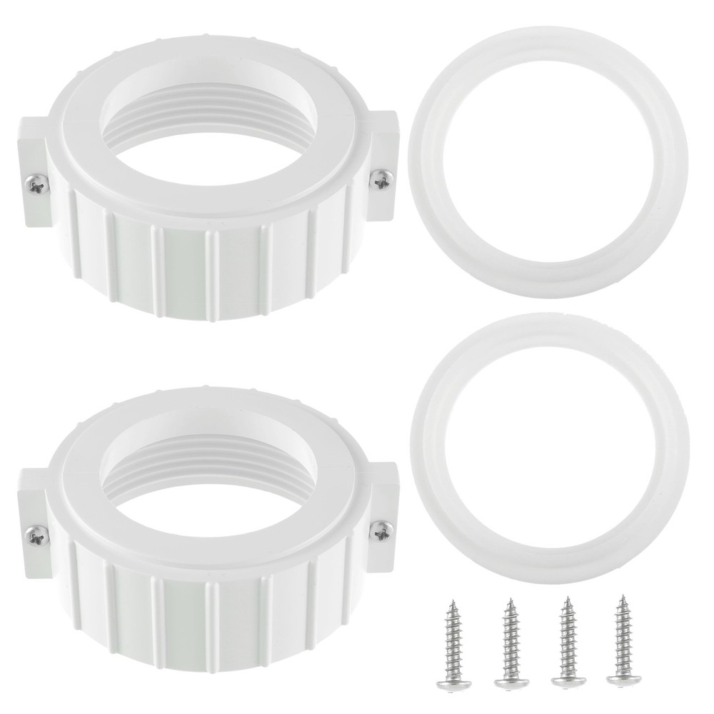 （White） 2PCS Pump Union Split Nut 2.5 inch diameter x 2 height, White